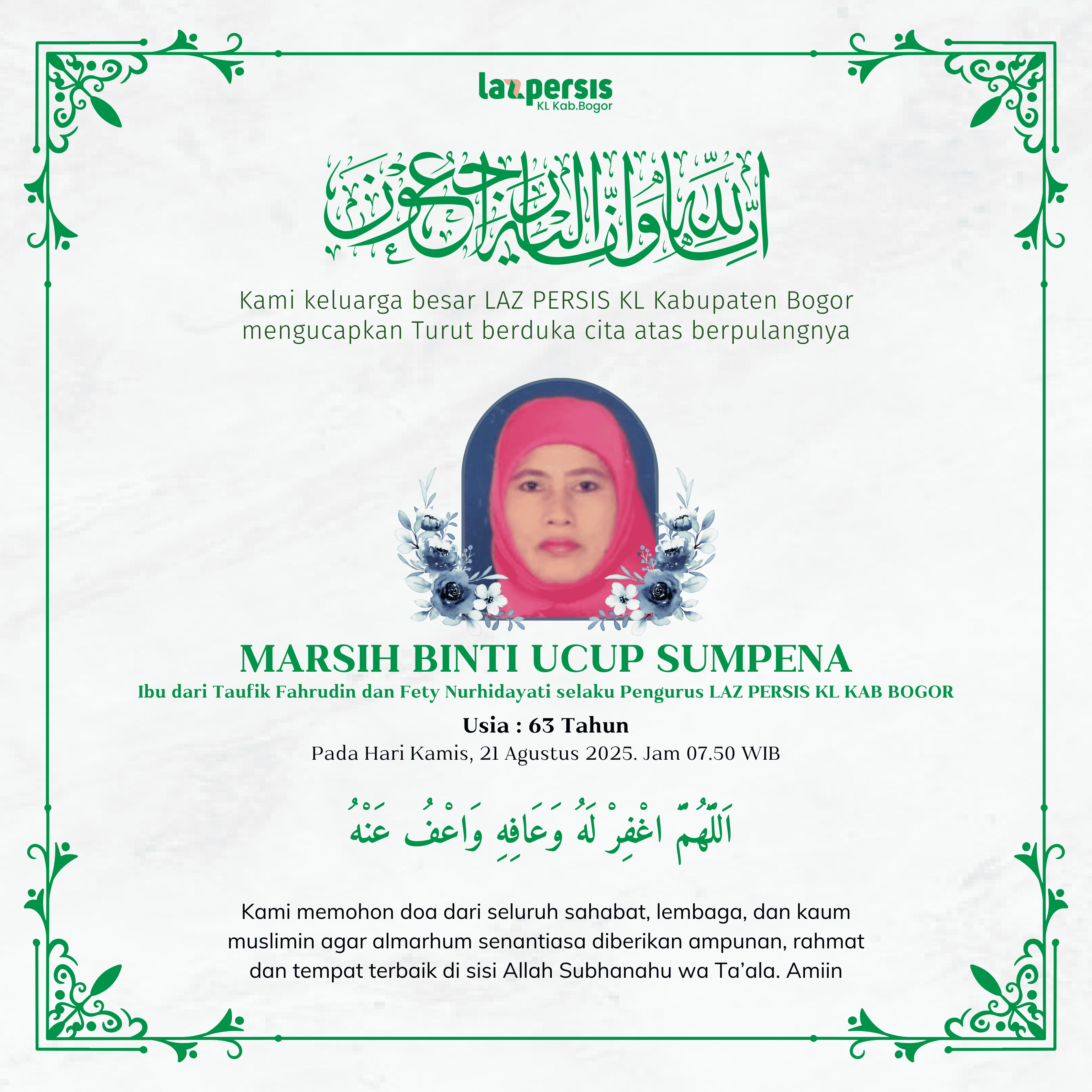 Berita Duka Wafatnya Marsih Binti Ucup Sumpena